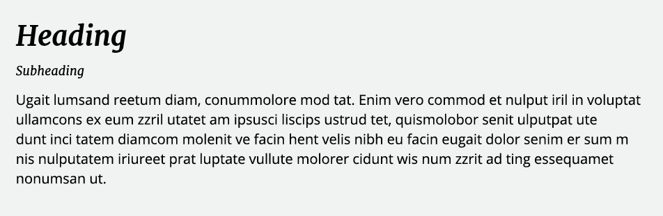 Heading Subheading Ugait lumsand reetum diam, conummolore mod tat. Enim vero commod et nulput iril in voluptat ullamc...